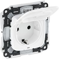 Розетка с заземлением без рамки Legrand Valena Allure 1-м. крышка шторки IP44 белый картинка